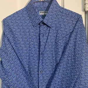 Blue Printed Express Dress Shirt